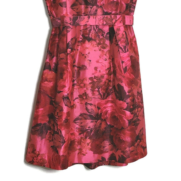 J Crew Pink Floral Sleeveless Taffeta Satin Fit and Flare Mini Dress Size 2 - Picture 11 of 16